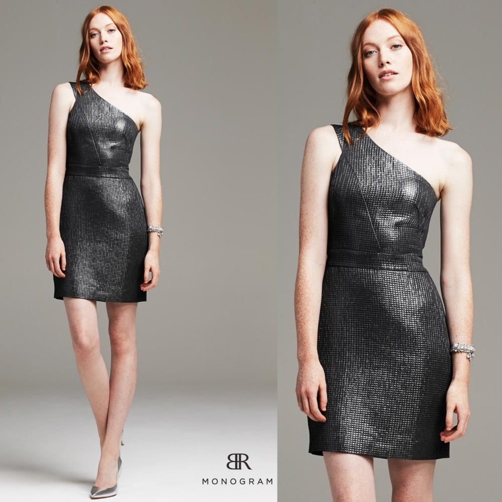 NWT Metallic Monogram Shimmer One-Shoulder Dress